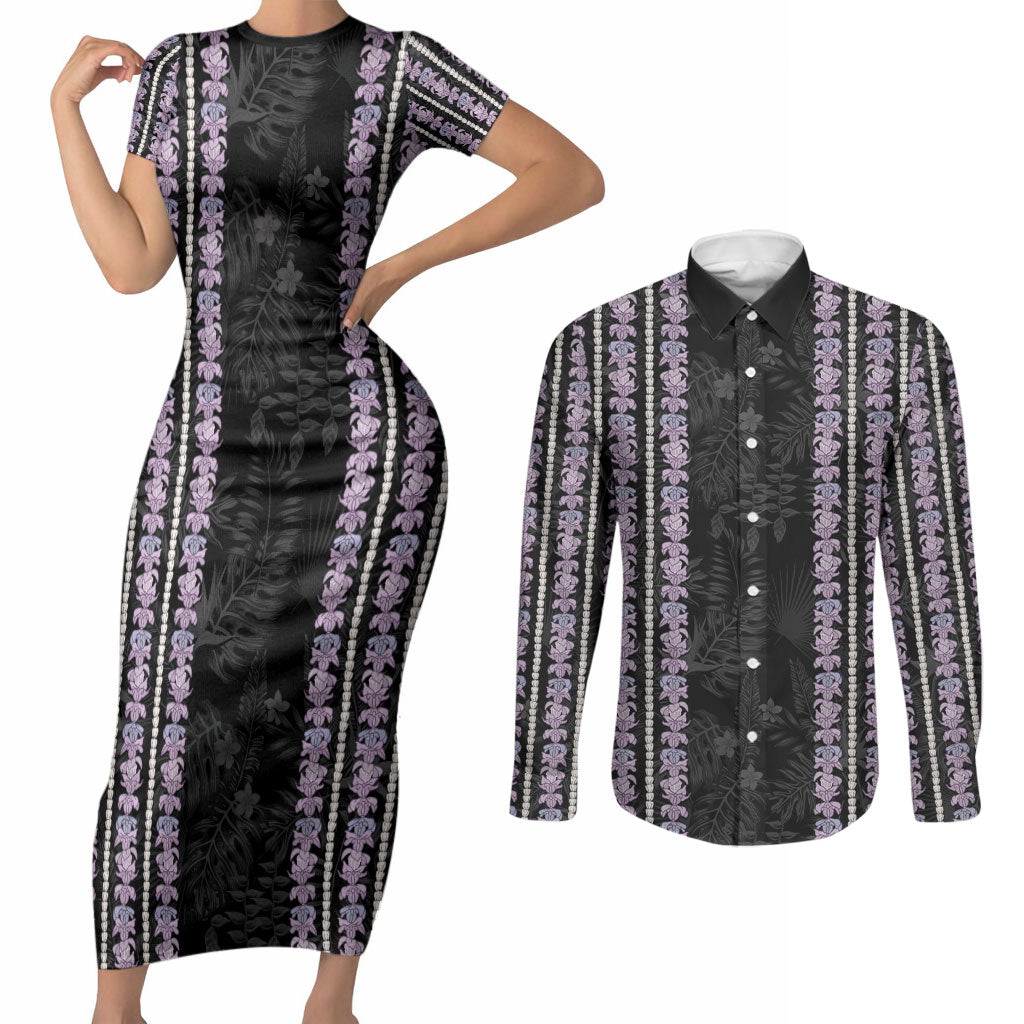 Hawaii Queen Liliuokalani Couples Matching Short Sleeve Bodycon Dress and Long Sleeve Button Shirt Hawaiian Lei Pua Kalaunu
