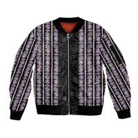 Hawaii Queen Liliuokalani Sleeve Zip Bomber Jacket Hawaiian Lei Pua Kalaunu LT05 Unisex Black - Polynesian Pride