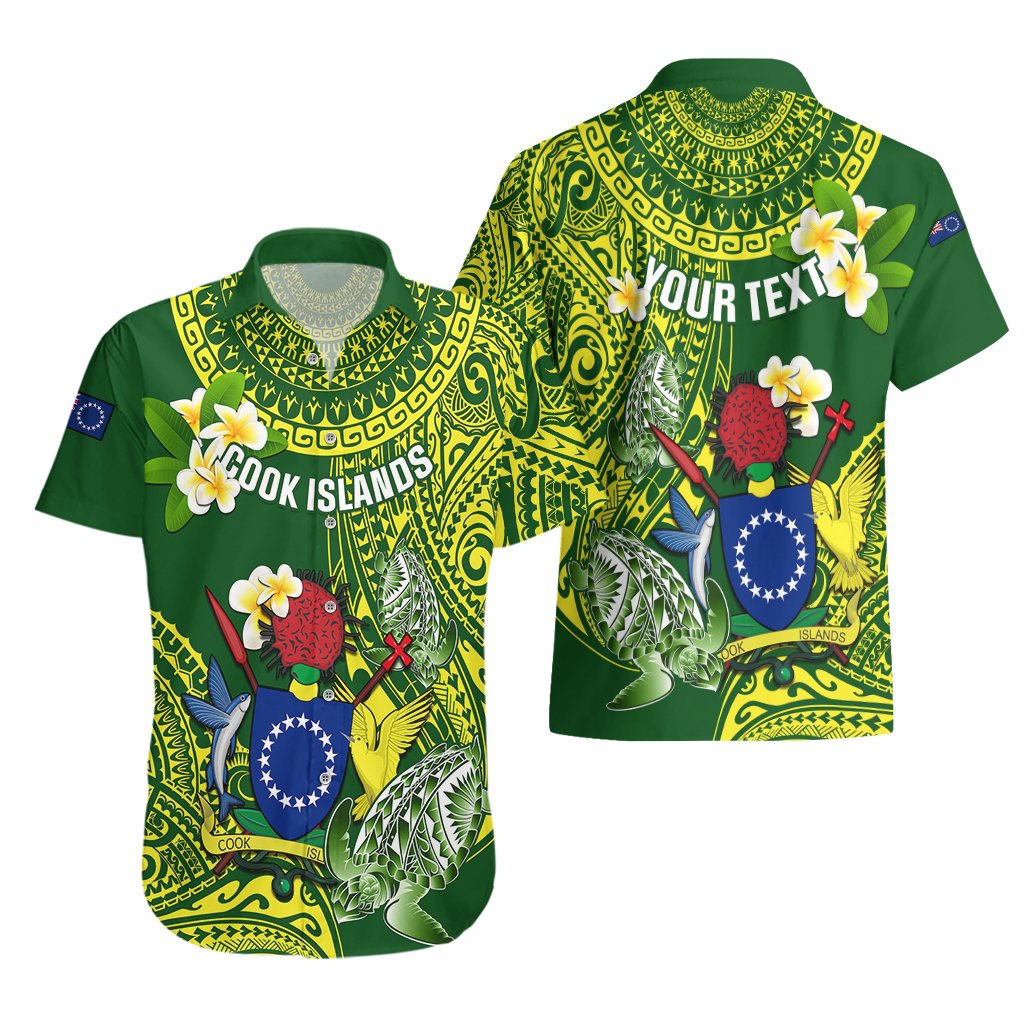 Personalized Cook Islands Hawaiian Shirt Coat Of Arms Plumeria Polynesian Turtle LT05 - Polynesian Pride