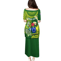 Personalized Cook Islands Puletasi Coat Of Arms Plumeria Polynesian Turtle LT05 - Polynesian Pride