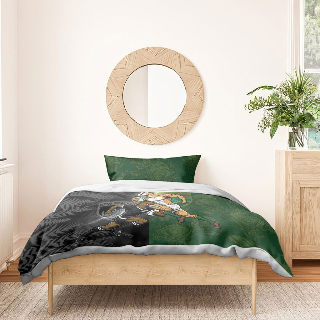 South Africa And New Zealand Bedding Set Springboks And Kiwis Rugby Rivalry