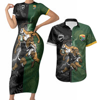 Custom South Africa And New Zealand Couples Matching Short Sleeve Bodycon Dress and Hawaiian Shirt Springboks And Kiwis Rugby Rivalry