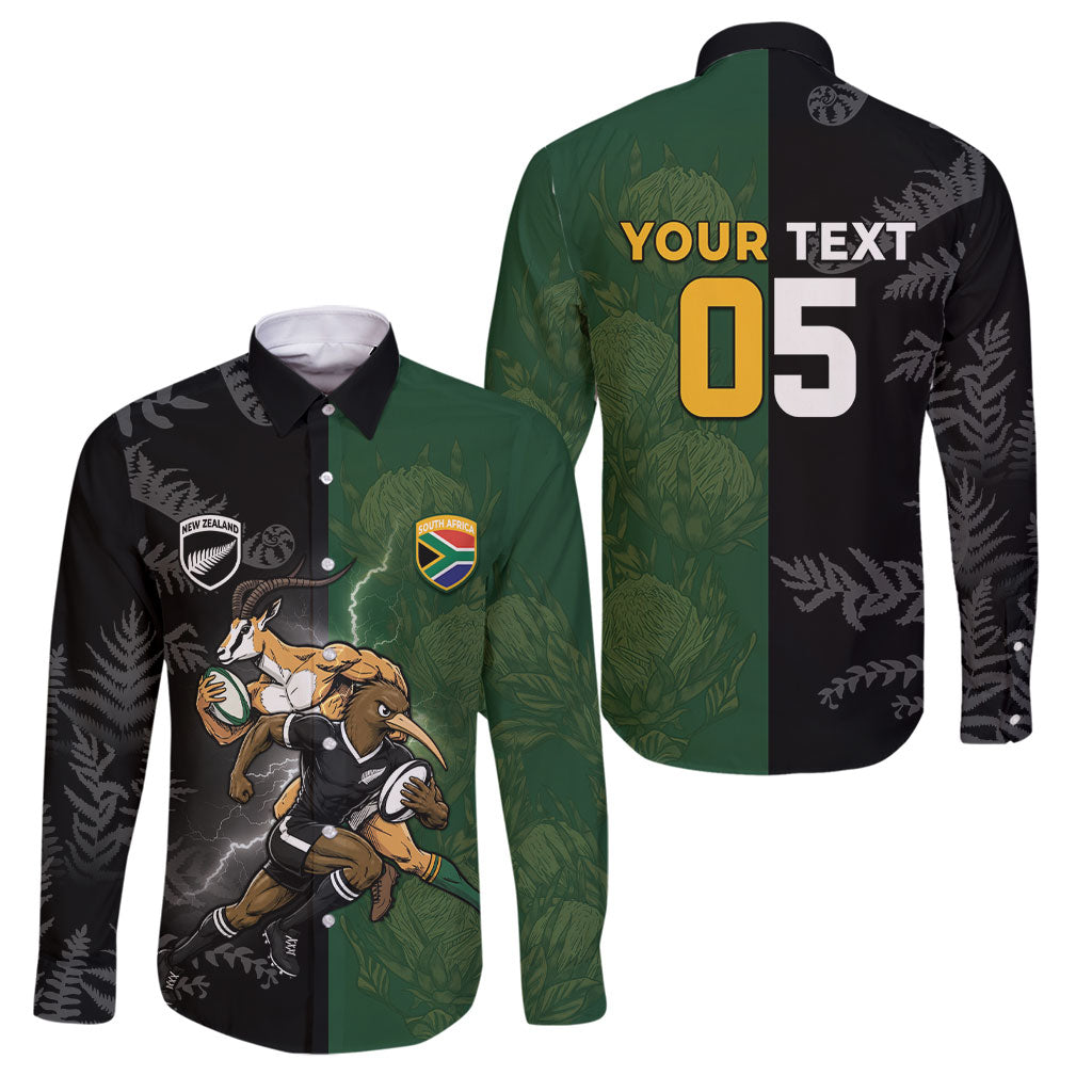 Custom South Africa And New Zealand Family Matching Summer Maxi Dress and Hawaiian Shirt Springboks And Kiwis Rugby Rivalry