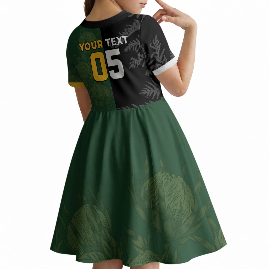 Custom South Africa And New Zealand Kid Short Sleeve Dress Springboks And Kiwis Rugby Rivalry