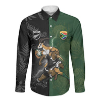Custom South Africa And New Zealand Long Sleeve Button Shirt Springboks And Kiwis Rugby Rivalry