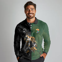 Custom South Africa And New Zealand Long Sleeve Polo Shirt Springboks And Kiwis Rugby Rivalry