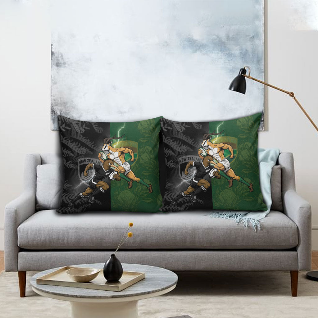 South Africa And New Zealand Pillow Cover Springboks And Kiwis Rugby Rivalry