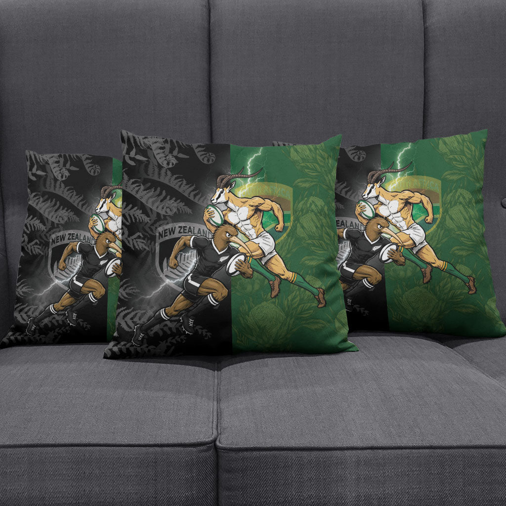 South Africa And New Zealand Pillow Cover Springboks And Kiwis Rugby Rivalry