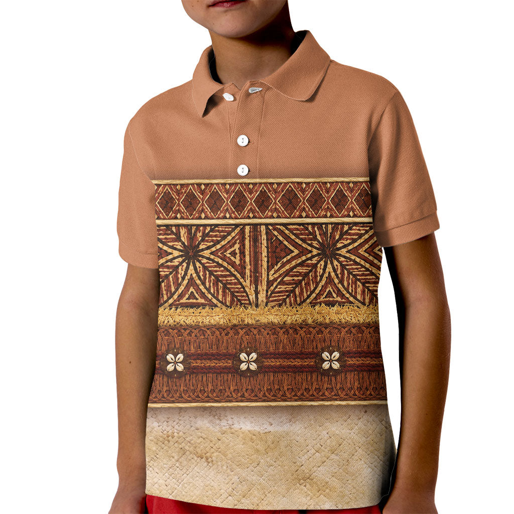 Polynesian Princess Inspired Cosplay Costume Kid Polo Shirt Traditional Tapa Pattern