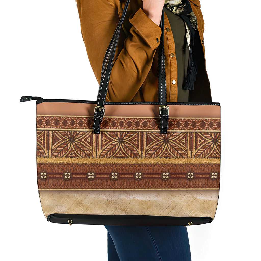 Polynesian Princess Inspired Cosplay Costume Leather Tote Bag Traditional Tapa Pattern