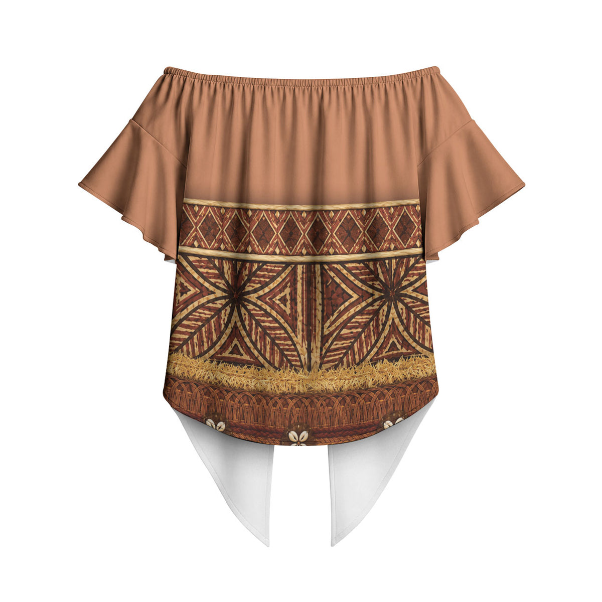Polynesian Princess Inspired Cosplay Costume Off Shoulder Wrap Waist Top Traditional Tapa Pattern