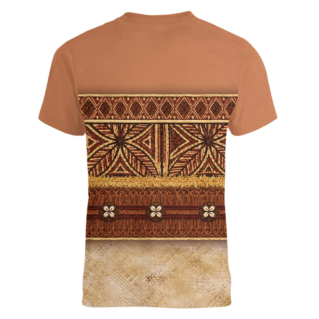 Polynesian Princess Inspired Cosplay Costume Women V-Neck T-Shirt Traditional Tapa Pattern