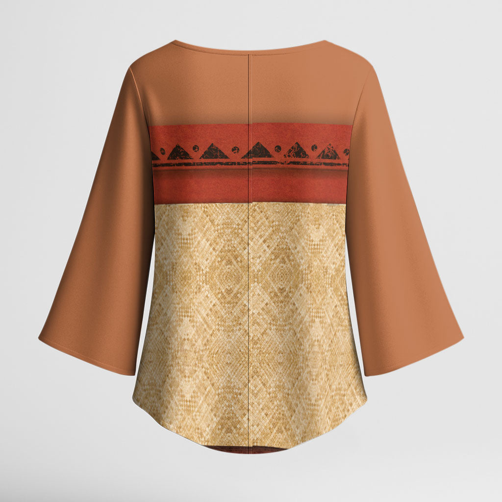 Island Elder Inspired Costume Kimono Sleeve Blouse Polynesian Tribal Pattern