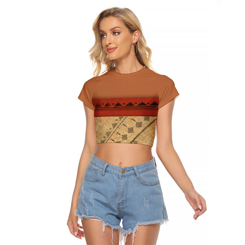 Island Elder Inspired Costume Raglan Cropped T Shirt Polynesian Tribal Pattern