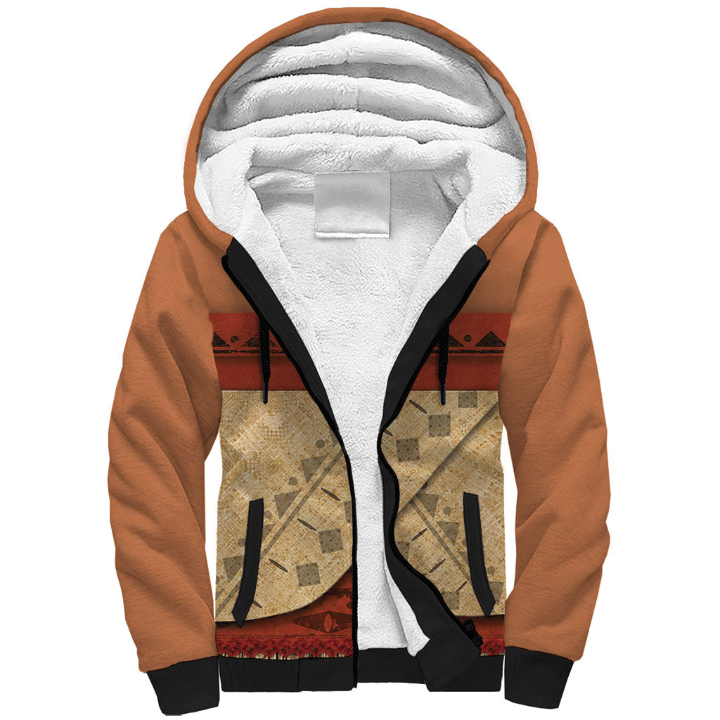 Island Elder Inspired Costume Sherpa Hoodie Polynesian Tribal Pattern
