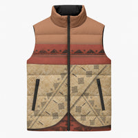 Island Elder Inspired Costume Sleeveless Puffer Jacket Polynesian Tribal Pattern