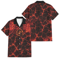 Lava Monster Costume Family Matching Off Shoulder Short Dress and Hawaiian Shirt Fiery Lava Spiral