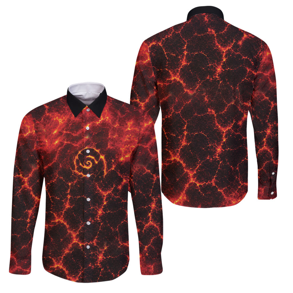 Lava Monster Costume Family Matching Summer Maxi Dress and Hawaiian Shirt Fiery Lava Spiral