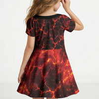 Lava Monster Costume Kid Short Sleeve Dress Fiery Lava Spiral