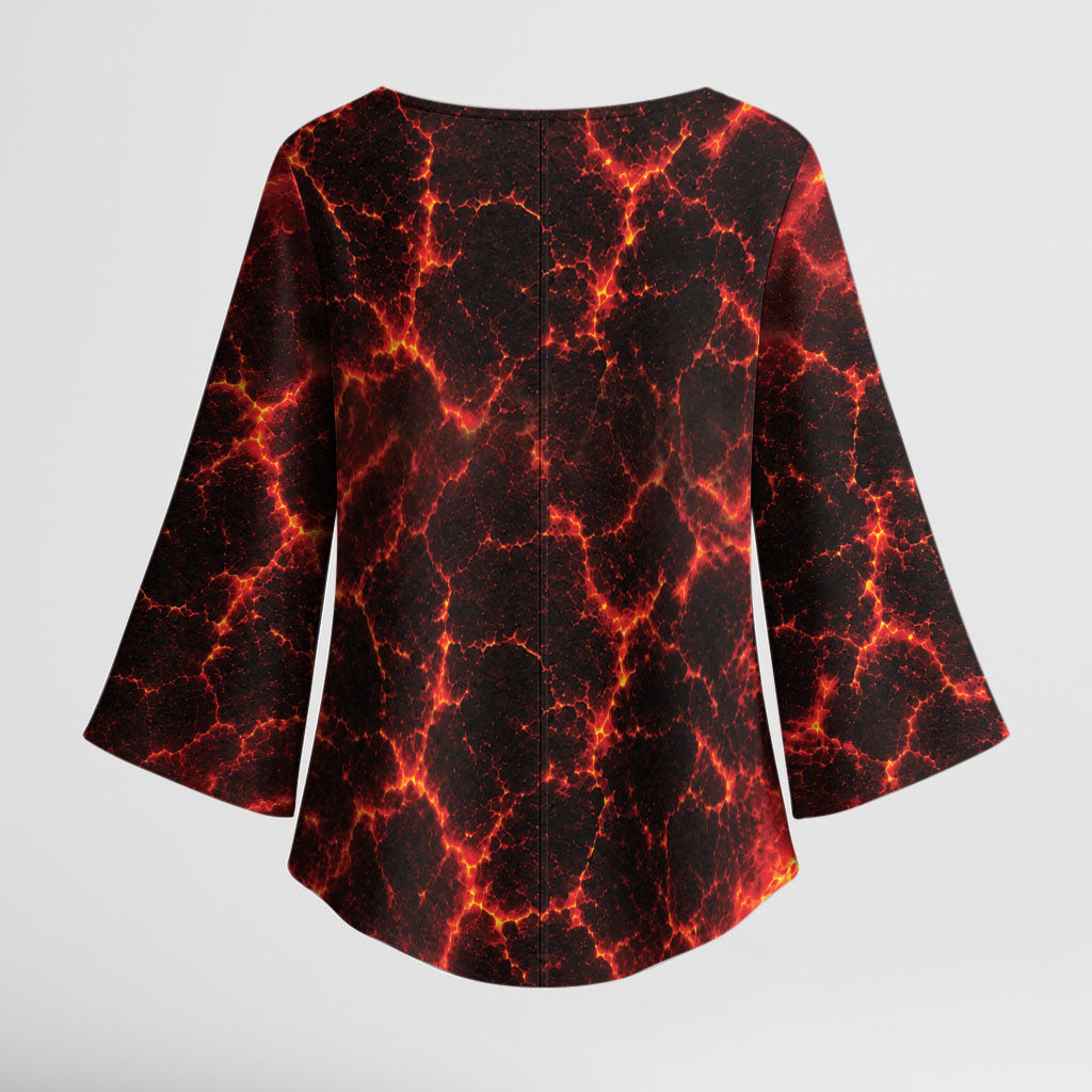 Lava Monster Costume Kimono Sleeve Blouse Fiery Lava Spiral