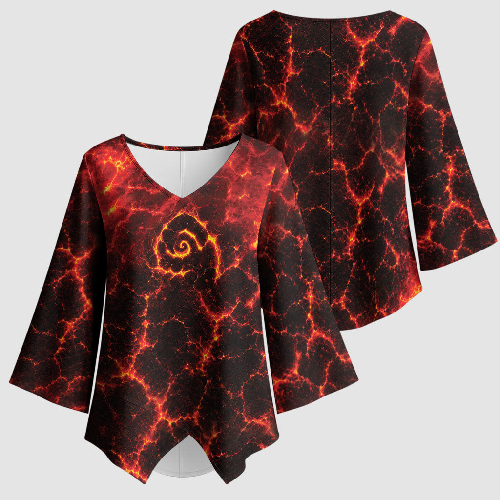 Lava Monster Costume Kimono Sleeve Blouse Fiery Lava Spiral