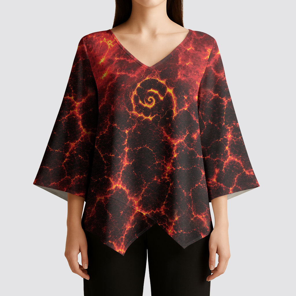 Lava Monster Costume Kimono Sleeve Blouse Fiery Lava Spiral