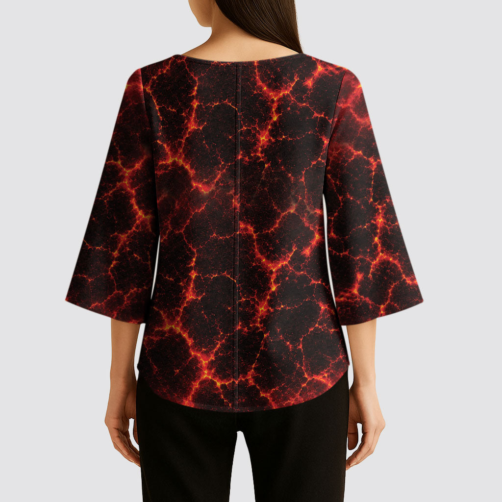 Lava Monster Costume Kimono Sleeve Blouse Fiery Lava Spiral