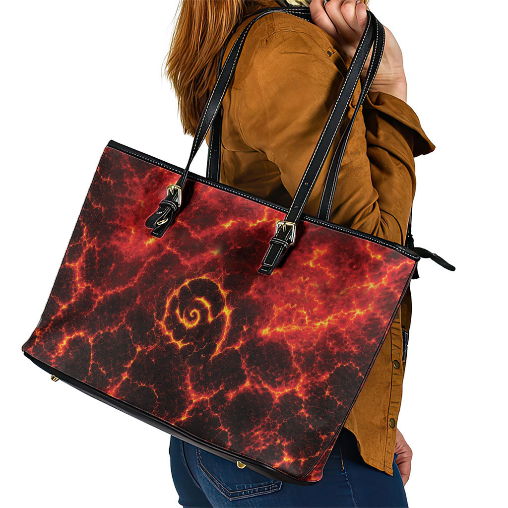 Lava Monster Costume Leather Tote Bag Fiery Lava Spiral