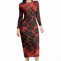 Lava Monster Costume Long Sleeve Bodycon Dress Fiery Lava Spiral