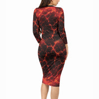 Lava Monster Costume Long Sleeve Bodycon Dress Fiery Lava Spiral