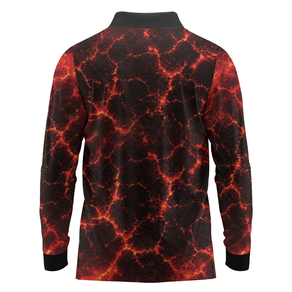 Lava Monster Costume Long Sleeve Polo Shirt Fiery Lava Spiral