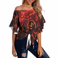 Lava Monster Costume Off Shoulder Wrap Waist Top Fiery Lava Spiral