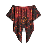 Lava Monster Costume Off Shoulder Wrap Waist Top Fiery Lava Spiral