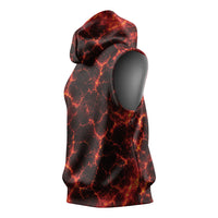 Lava Monster Costume Sleeveless Hoodie Fiery Lava Spiral