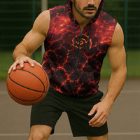 Lava Monster Costume Sleeveless Zip Hoodie Fiery Lava Spiral