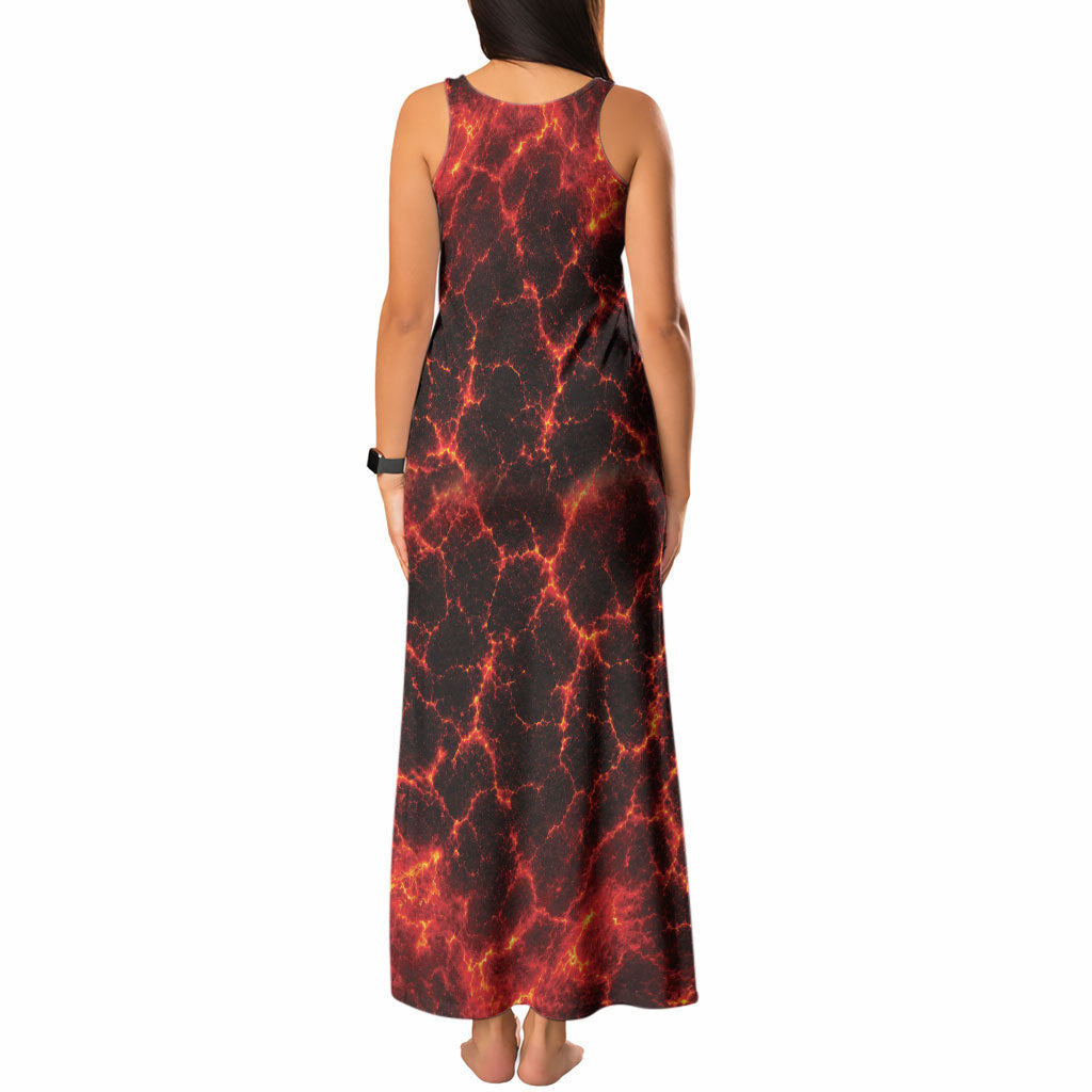 Lava Monster Costume Tank Maxi Dress Fiery Lava Spiral
