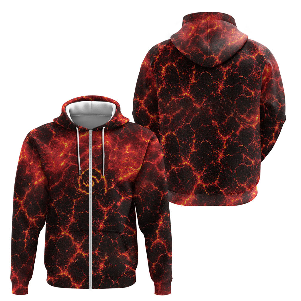 Lava Monster Costume Zip Hoodie Fiery Lava Spiral