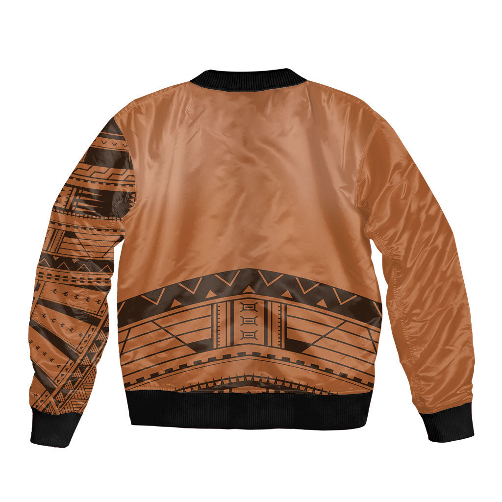 Polynesian Chief Inspired Costume Bomber Jacket Tribal Pattern With Tooth Necklace