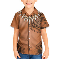 Polynesian Chief Inspired Costume Kid Hawaiian Shirt Tribal Pattern With Tooth Necklace