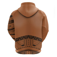 Polynesian Chief Inspired Costume Zip Hoodie Tribal Pattern With Tooth Necklace