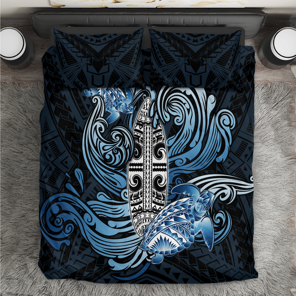 Polynesia Go Surfing Bedding Set The Pacific Wave Of Water LT05 Blue - Polynesian Pride