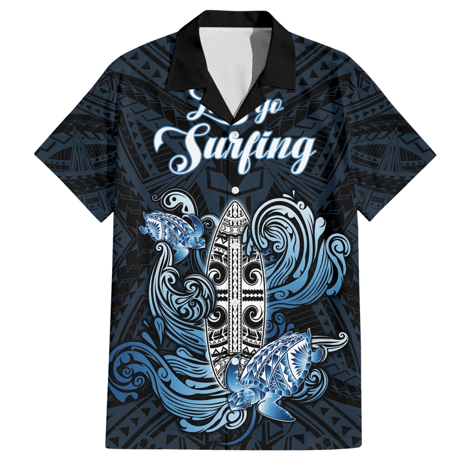 Personalised Polynesia Go Surfing Hawaiian Shirt The Pacific Wave Of Water LT05 Blue - Polynesian Pride