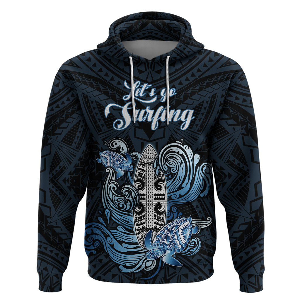 Personalised Polynesia Go Surfing Hoodie The Pacific Wave Of Water LT05 Blue - Polynesian Pride