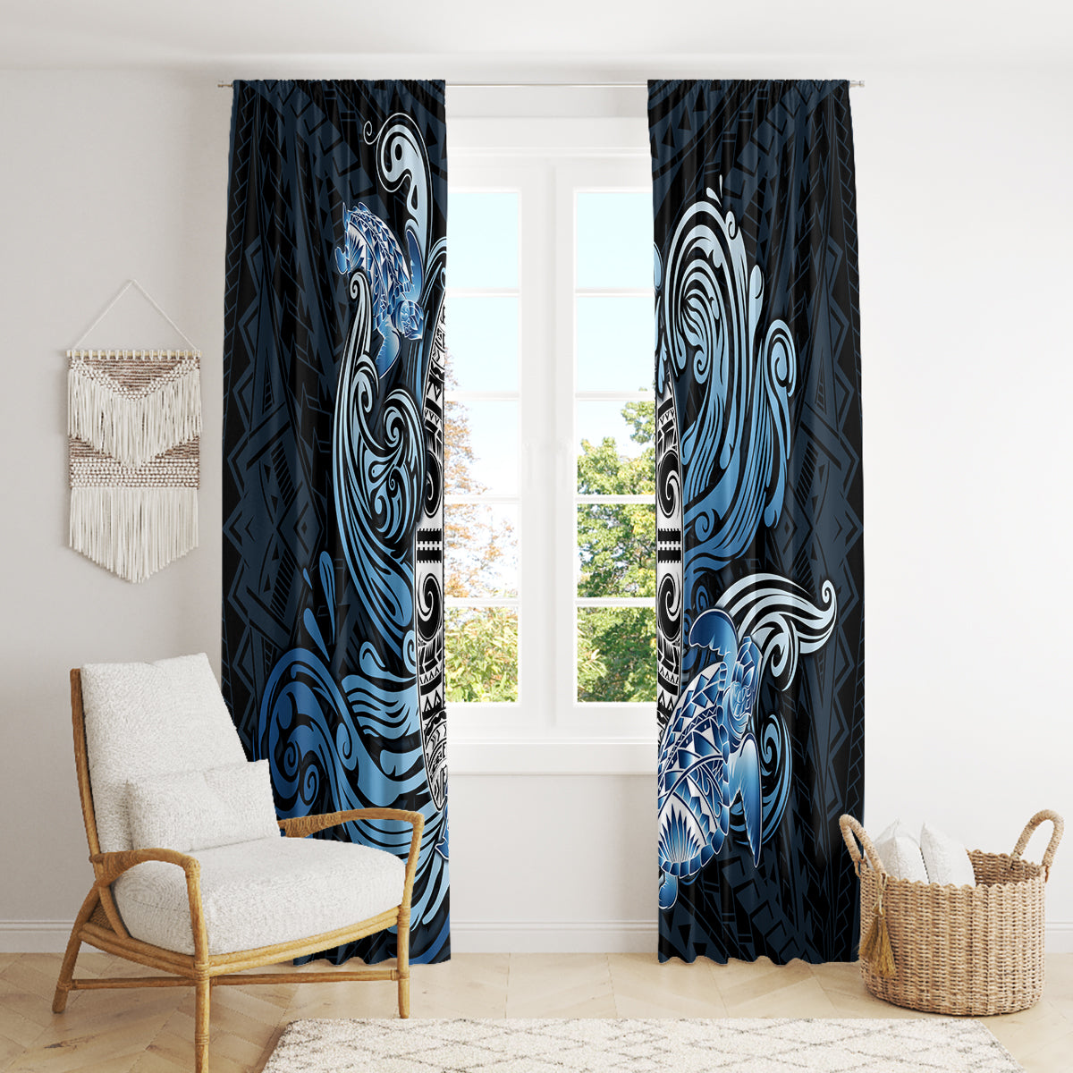 Polynesia Go Surfing Window Curtain The Pacific Wave Of Water LT05 - Polynesian Pride
