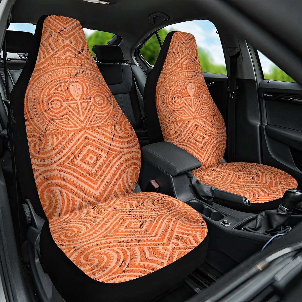 Personalised Lapita Culture Car Seat Cover Iconic Double Face Pattern LT05 One Size Brown - Polynesian Pride
