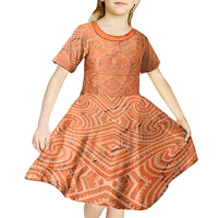 Personalised Lapita Culture Kid Short Sleeve Dress Iconic Double Face Pattern LT05 - Polynesian Pride