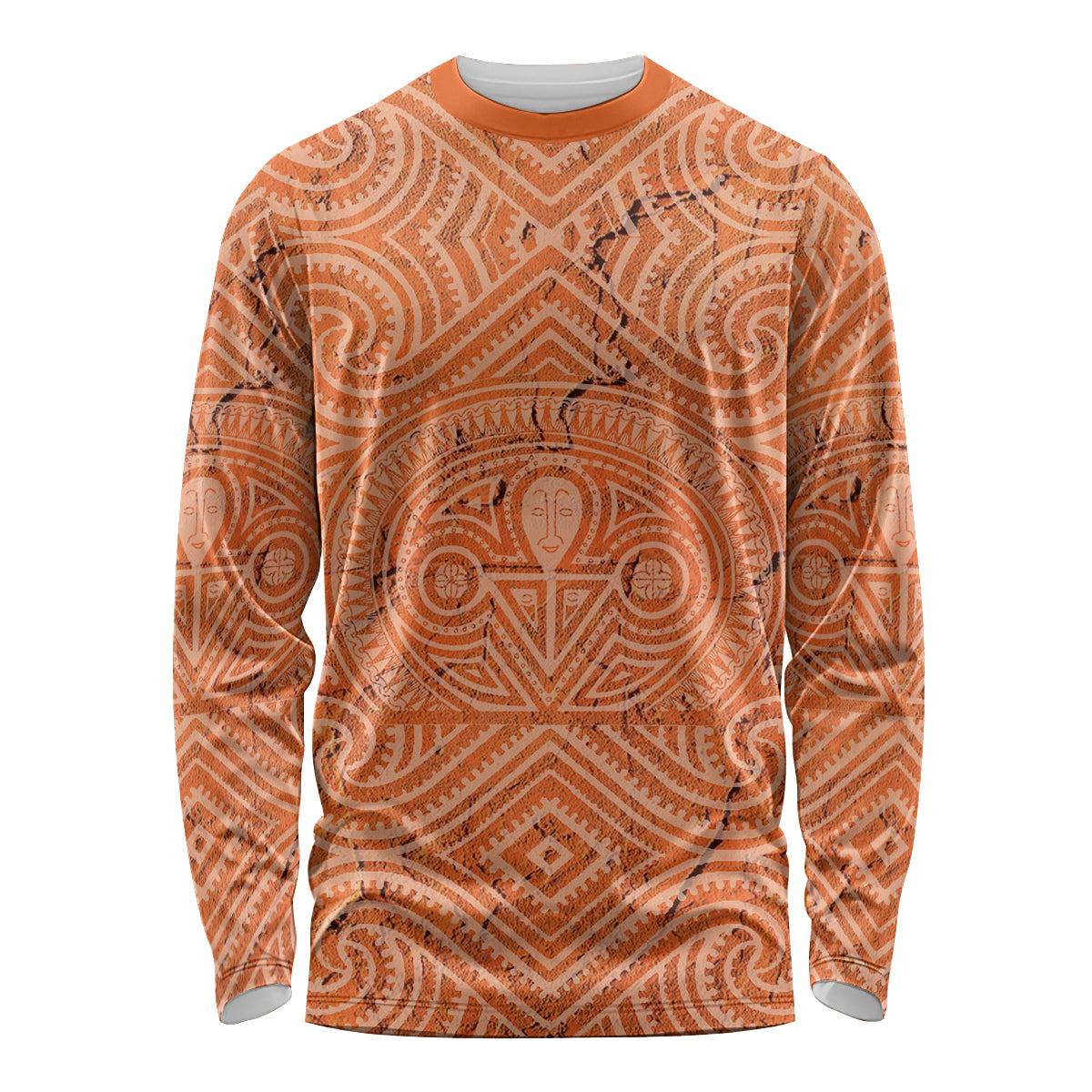 Personalised Lapita Culture Long Sleeve Shirt Iconic Double Face Pattern LT05 Unisex Brown - Polynesian Pride