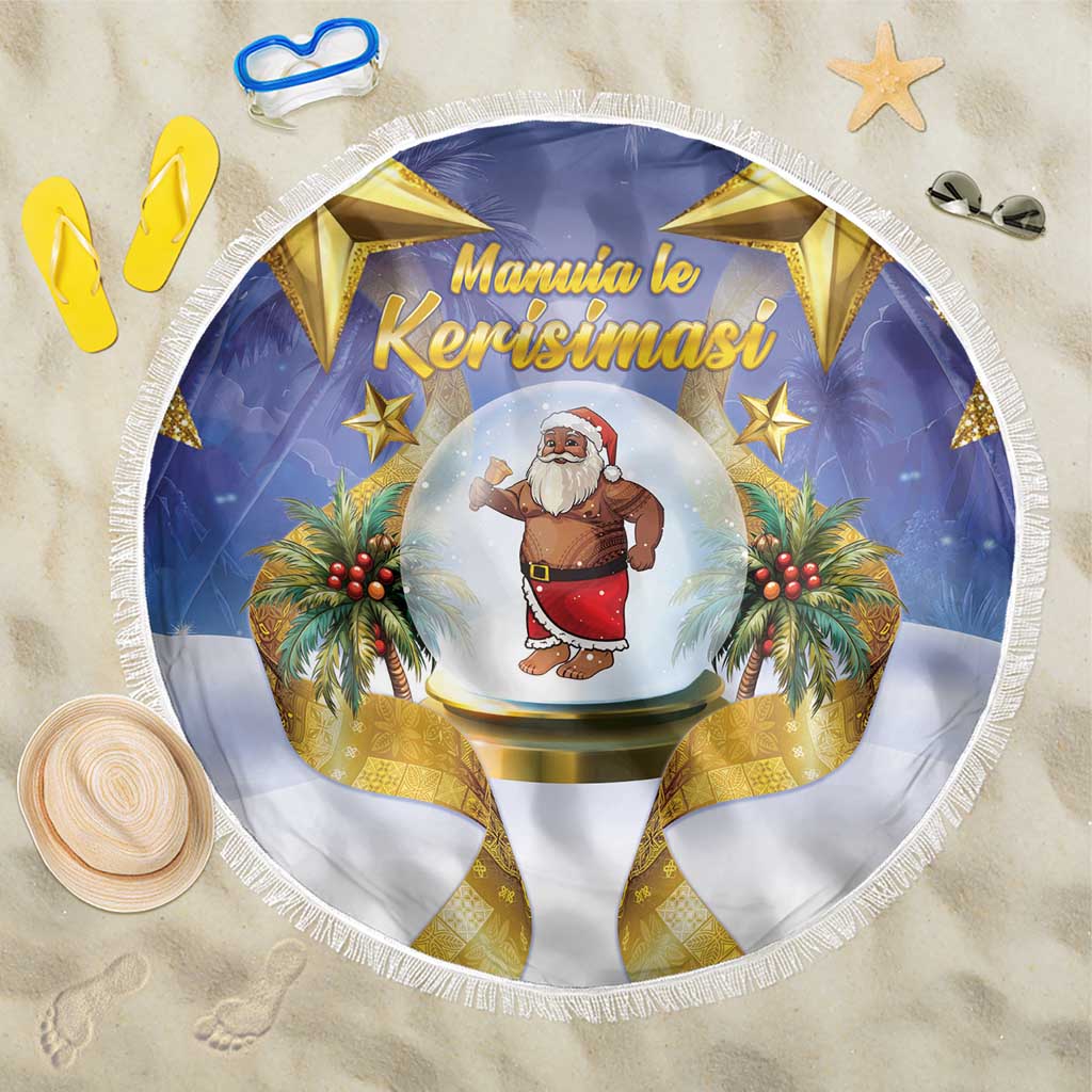 Samoa Christmas Beach Blanket Snow Globe With Samoan Santa - Polynesian Pride