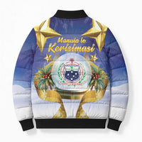 Samoa Christmas Bomber Puffer Jacket Snow Globe With Samoan Santa - Polynesian Pride