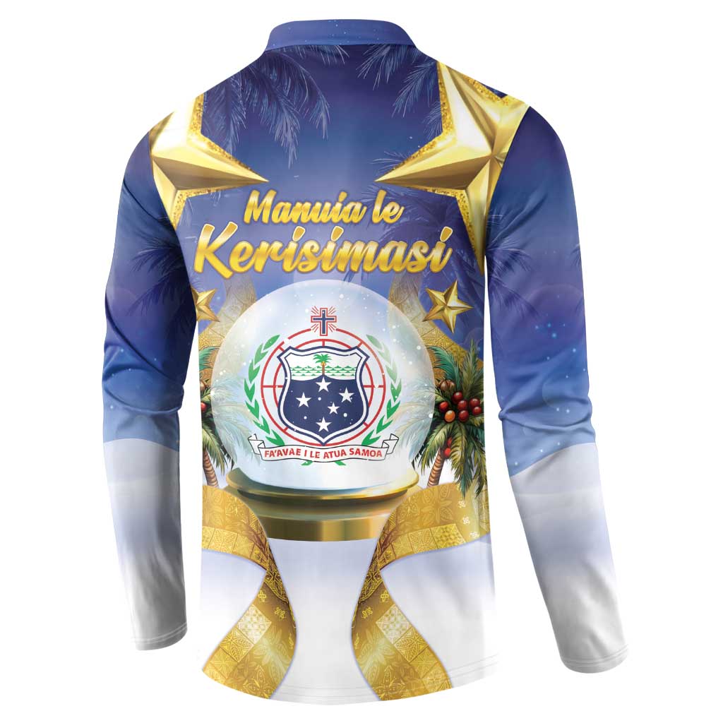 Samoa Christmas Button Sweatshirt Snow Globe With Samoan Santa - Polynesian Pride